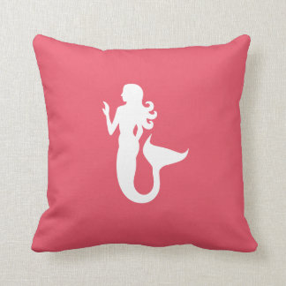 Two-Sided Nautical Pink Mermaid Throw Pillow