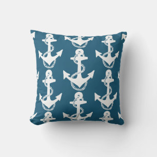 two-sided ocean blue nautical ANCHOR pattern Outdoor Pillow