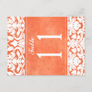 Two Sided Orange and White Damask Table Number Postcard