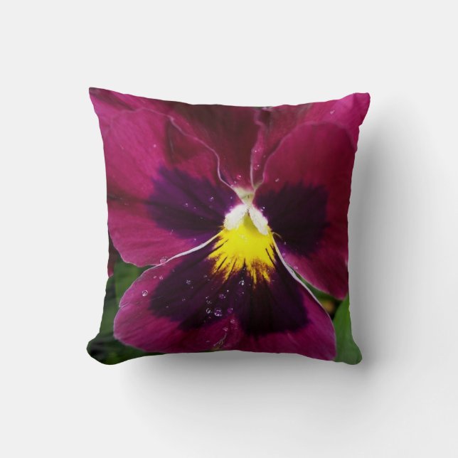 Two-Sided Pansies Throw Pillow (Front)