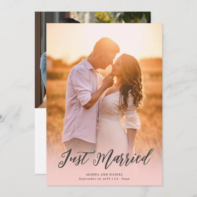 Two Sided Personalized Photo Wedding Announcement  (Front/Back)