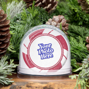 Two sided Photo Peppermint Swirl Stripe Candy Snowglobe