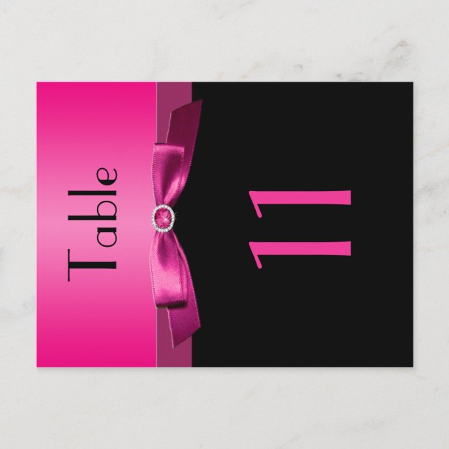 Two Sided Pink and Black Table Number Postcard (Front)
