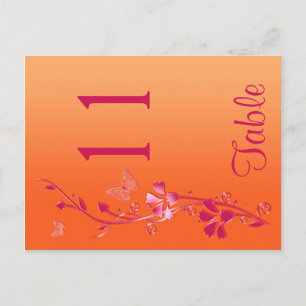 Two Sided Pink and Orange Floral Table Number Postcard