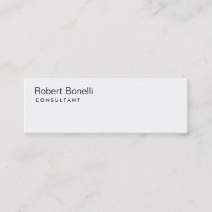 Two Sided Plain White Modern Consultant Slim  Mini Business Card
