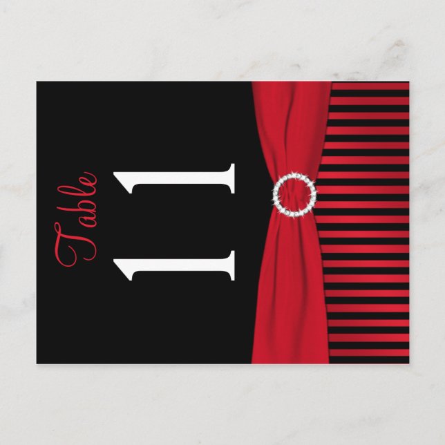 Two Sided Red and Black Striped Table Number Postcard (Front)