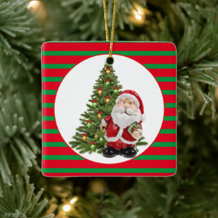 Two-Sided Santas / Square Ceramic Ornament