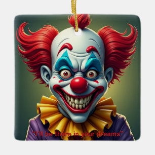 Two Sided Scary Clown  Ceramic Ornament