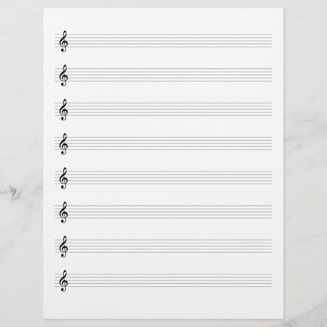 Two-Sided Treble Clef Music Manuscript Staff Paper (Front)