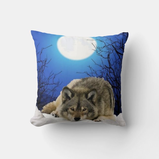Two Sided Wolf Pillow (Front)