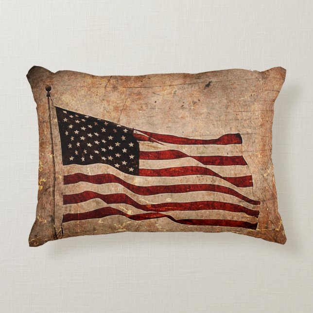 Two sides Designs with Patriotic American flag  Accent Pillow (Front)