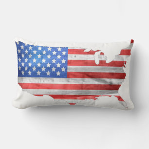 Two sides Designs with Patriotic American flag  Lumbar Pillow