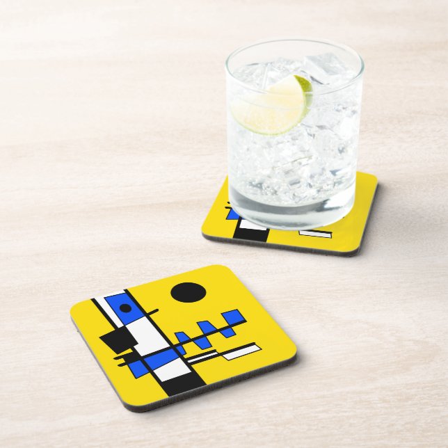 Two Sides Of Ethnicity Yellow Blue Black White Coaster (Right Side)