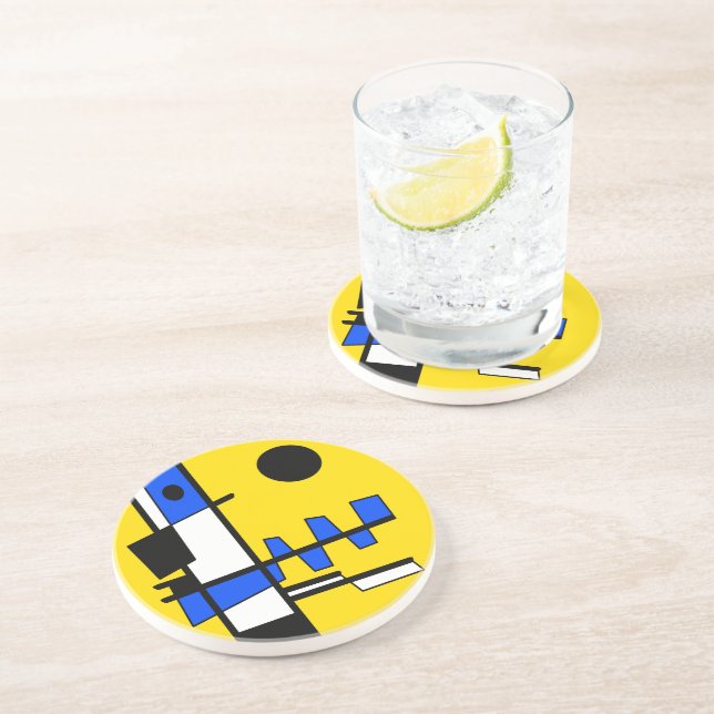 Two Sides Of Ethnicity Yellow Blue Black White Coaster (Side)