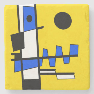 Two Sides Of Ethnicity Yellow Blue Black White Stone Coaster