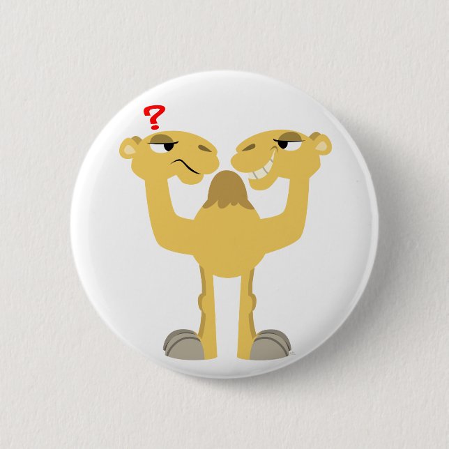 Two sides of the Same Cartoon Camel Button Badge (Front)
