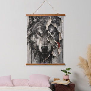 Two Sides of the Same Wolf Hanging Tapestry
