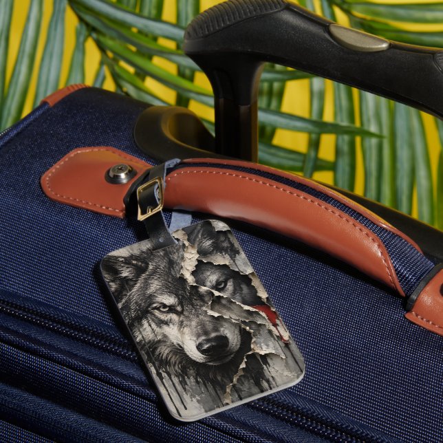 Two Sides of the Same Wolf Luggage Tag (Front Insitu 1)