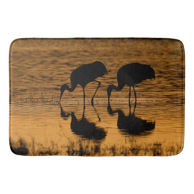 Two Silhouetted Cranes Bath Mat (Front)