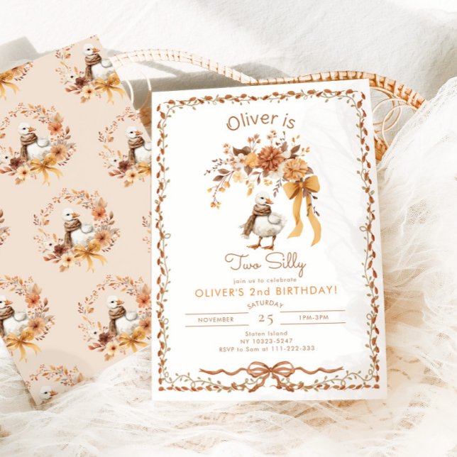 Two Silly Fall Goose Boy 2nd Birthday Invitation (Creator Uploaded)