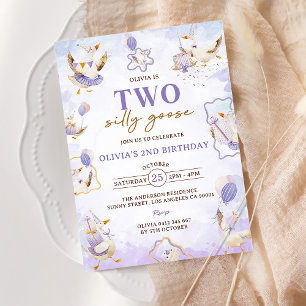 Two Silly Goose 2nd Birthday Party Invitation