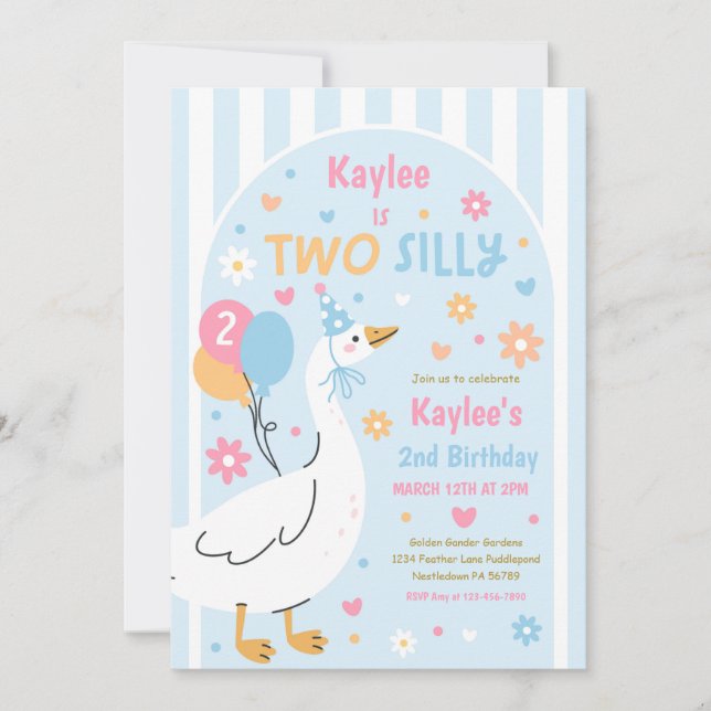 Two Silly Goose 2nd Birthday Party Spring Birthday Invitation (Front)
