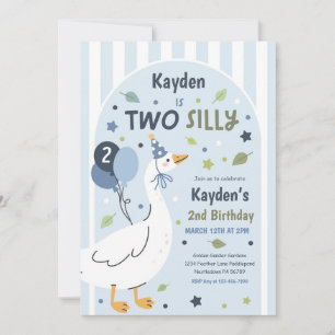 Two Silly Goose 2nd Birthday Party Spring Birthday Invitation
