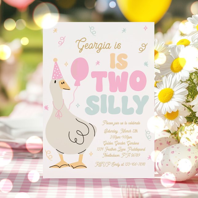 Two Silly Goose 2nd Birthday Party Spring Birthday Invitation (Creator Uploaded)