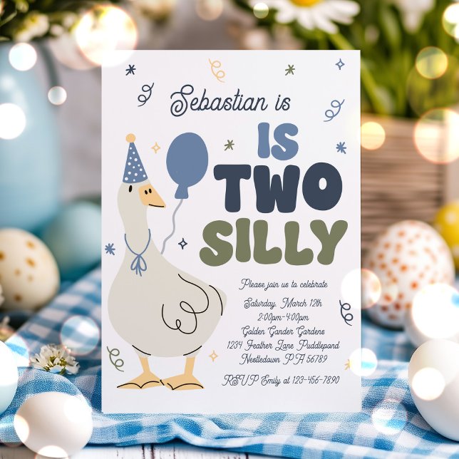 Two Silly Goose 2nd Birthday Party Spring Birthday Invitation (Creator Uploaded)