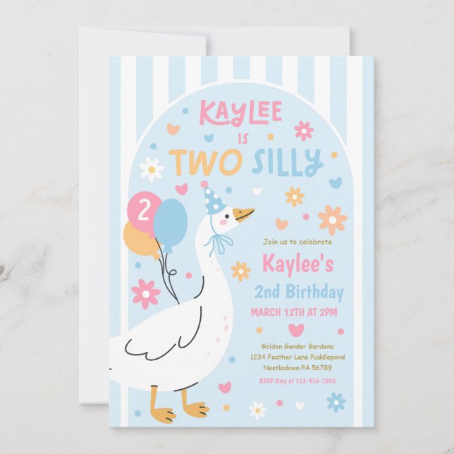 Two Silly Goose 2nd Birthday Party Spring Birthday Invitation (Front)