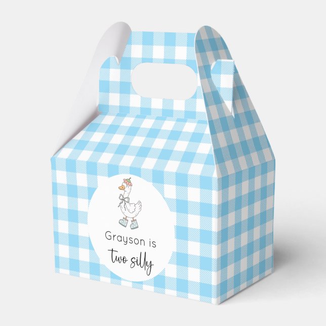 Two Silly Goose Blue 2nd Birthday Favor Box (Front Side)