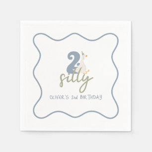 Two Silly Goose blue and green 2nd Birthday Napkin
