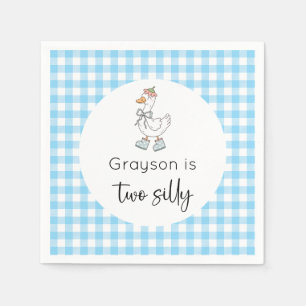 Two Silly Goose Blue Birthday Napkin