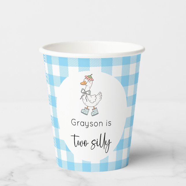 Two Silly Goose Blue Birthday Paper Cups (Front)