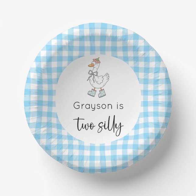 Two Silly Goose Blue Birthday Paper Plate (Front)