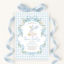 Two Silly Goose Blue Bow Girl 2nd Birthday