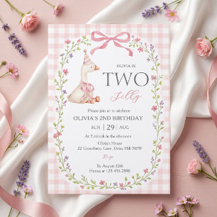 Two Silly Goose Bow Widflower Birthday Invitation