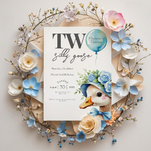 Two Silly Goose Boy 2nd Birthday  Invitation