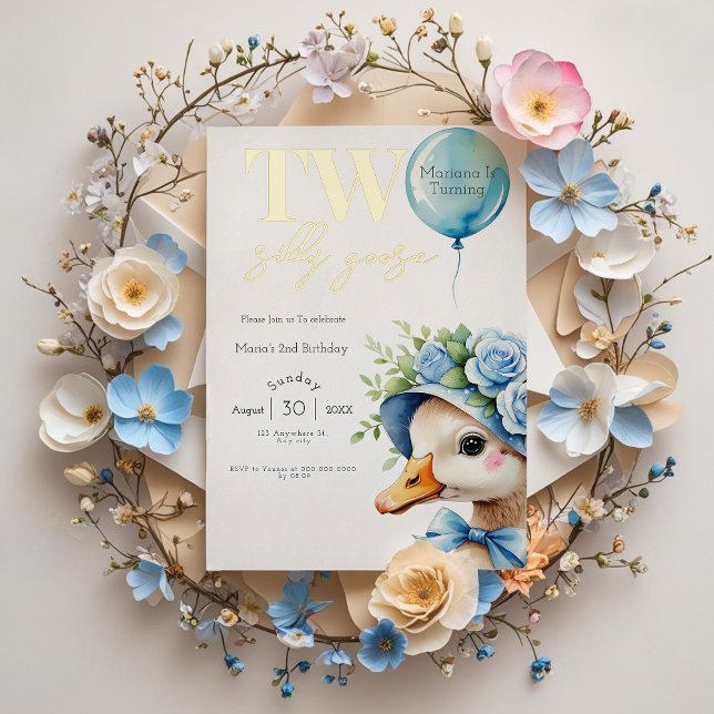 Two Silly Goose Boy 2nd Birthday  Invitation (Creator Uploaded)