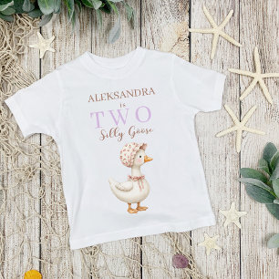 Two Silly Goose Cute Girl 2nd Birthday Outfit Baby T-Shirt