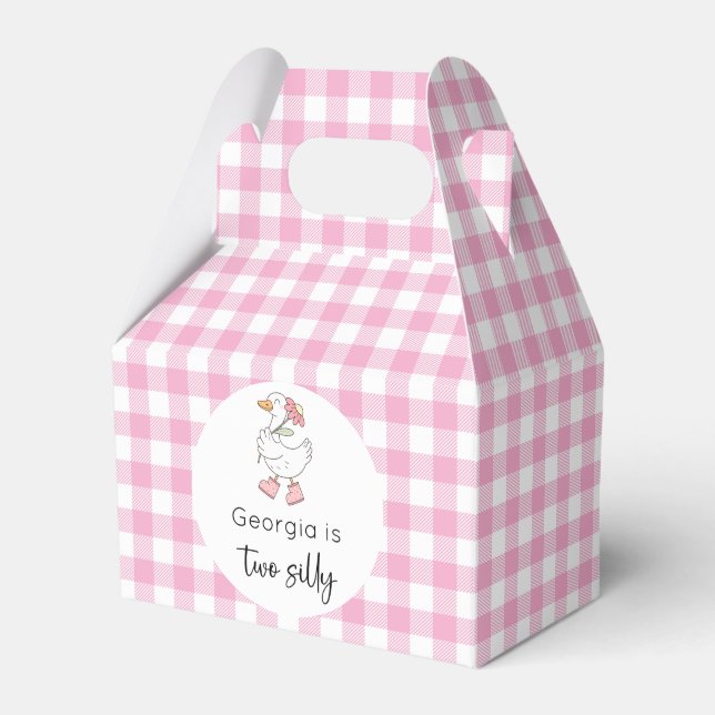 Two Silly Goose Pink 2nd Birthday Favor Box (Front Side)