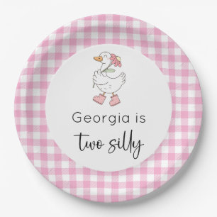 Two Silly Goose Pink Birthday Paper Plate
