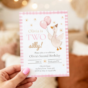 Two Silly Goose Spring Party Farm Girl Birthday Invitation