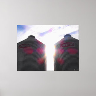 Two Silos at Sunrise Canvas Print