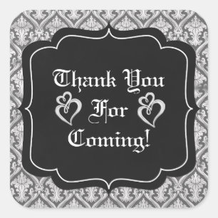 Two silver Hearts Thank You Wedding sticker