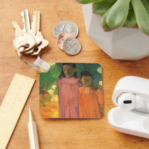 Two Sisters by Paul Gauguin, Vintage Fine Art Keychain