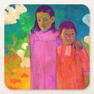 Two Sisters, Gauguin Square Paper Coaster