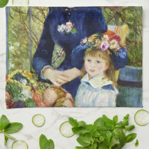 Two Sisters (On the Terrace) By Pierre Renoir Kitchen Towel
