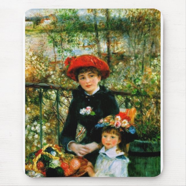 Two Sisters On the Terrace by Renoir Mouse Pad (Front)