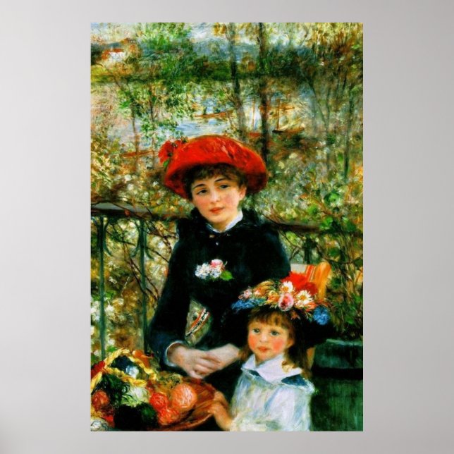 Two Sisters On the Terrace by Renoir Poster (Front)